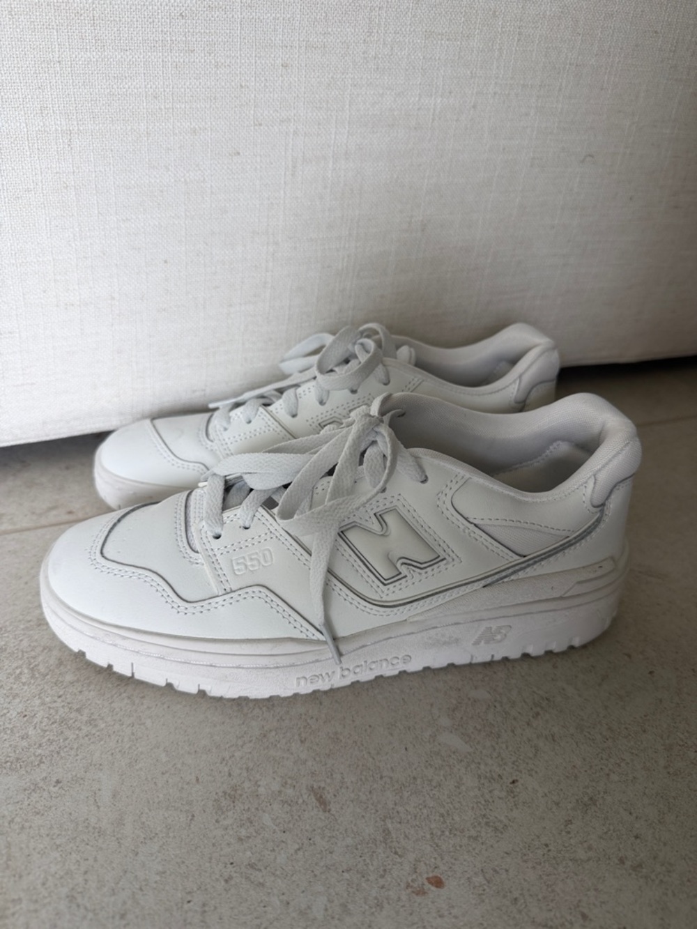New Balance White Leather 550 Low-Top Sneakers